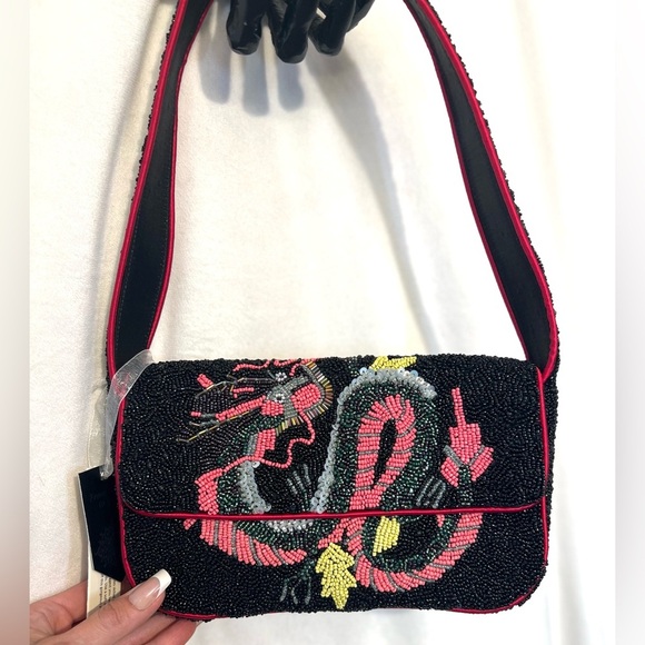 🐍MADE IN INDIA Snake/Dragon Beaded Shoulder Bag🐍NWT - Picture 8 of 15